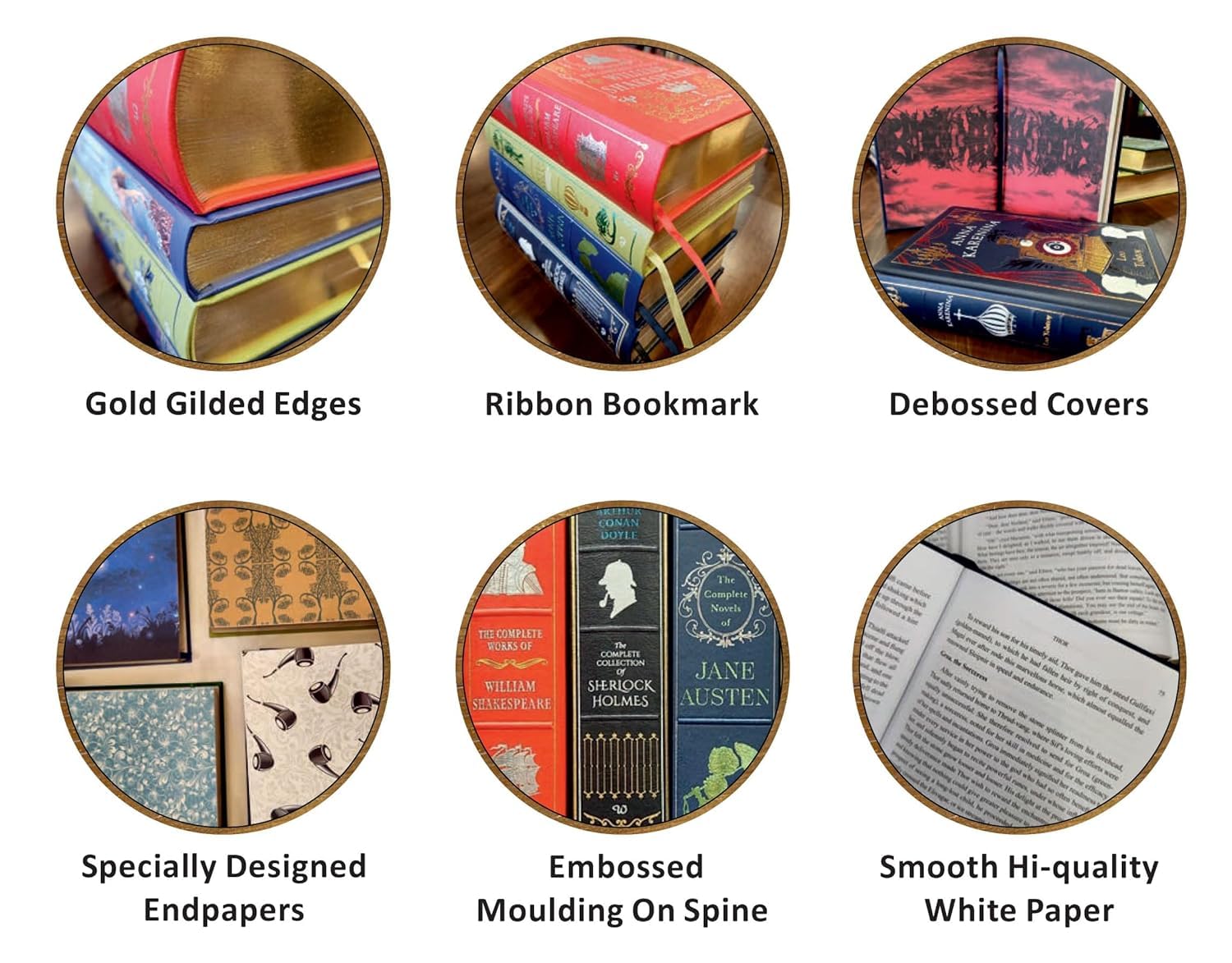 Back cover view of the H.G. Wells Collection leather-bound box set featuring titles and synopsis text.
