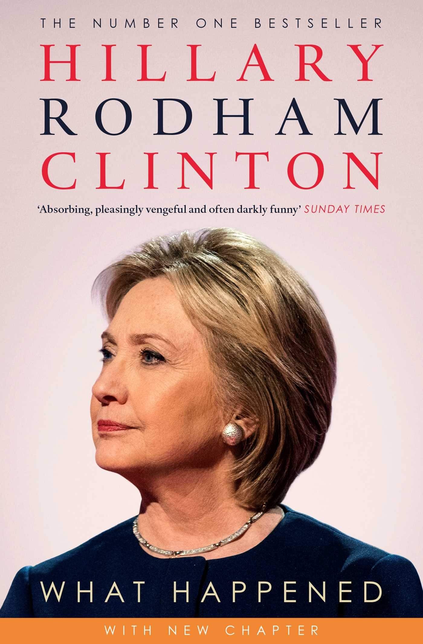 Back cover view of the Hillary Rodham Clinton 2 Books Collection Set paperback, with synopsis text for The Book of Gutsy Women and What Happened.
