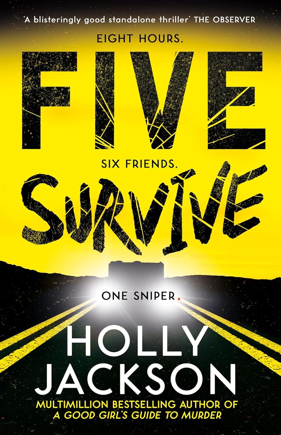 Not Quite Dead Yet by Holly Jackson hardcover book cover, dark comic mystery thriller