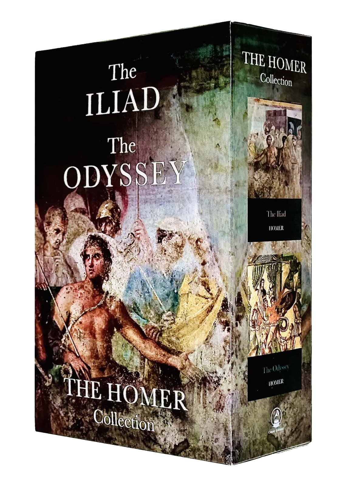 Back cover of The Homer Collection 2 Books Box Set showing The Iliad and The Odyssey paperback descriptions