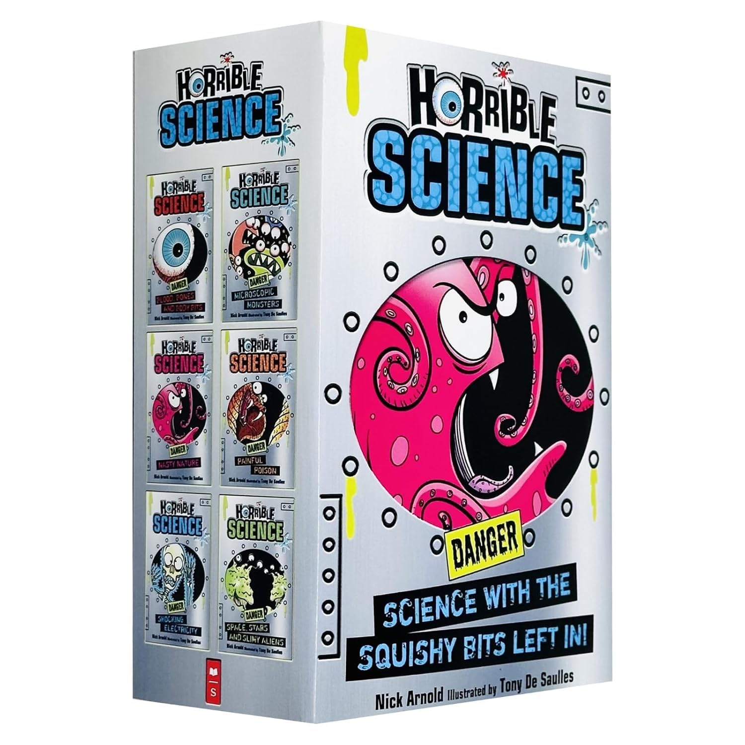 Horrible Science paperback set - front cover of Microscopic Monsters and Nasty Nature by Nick Arnold