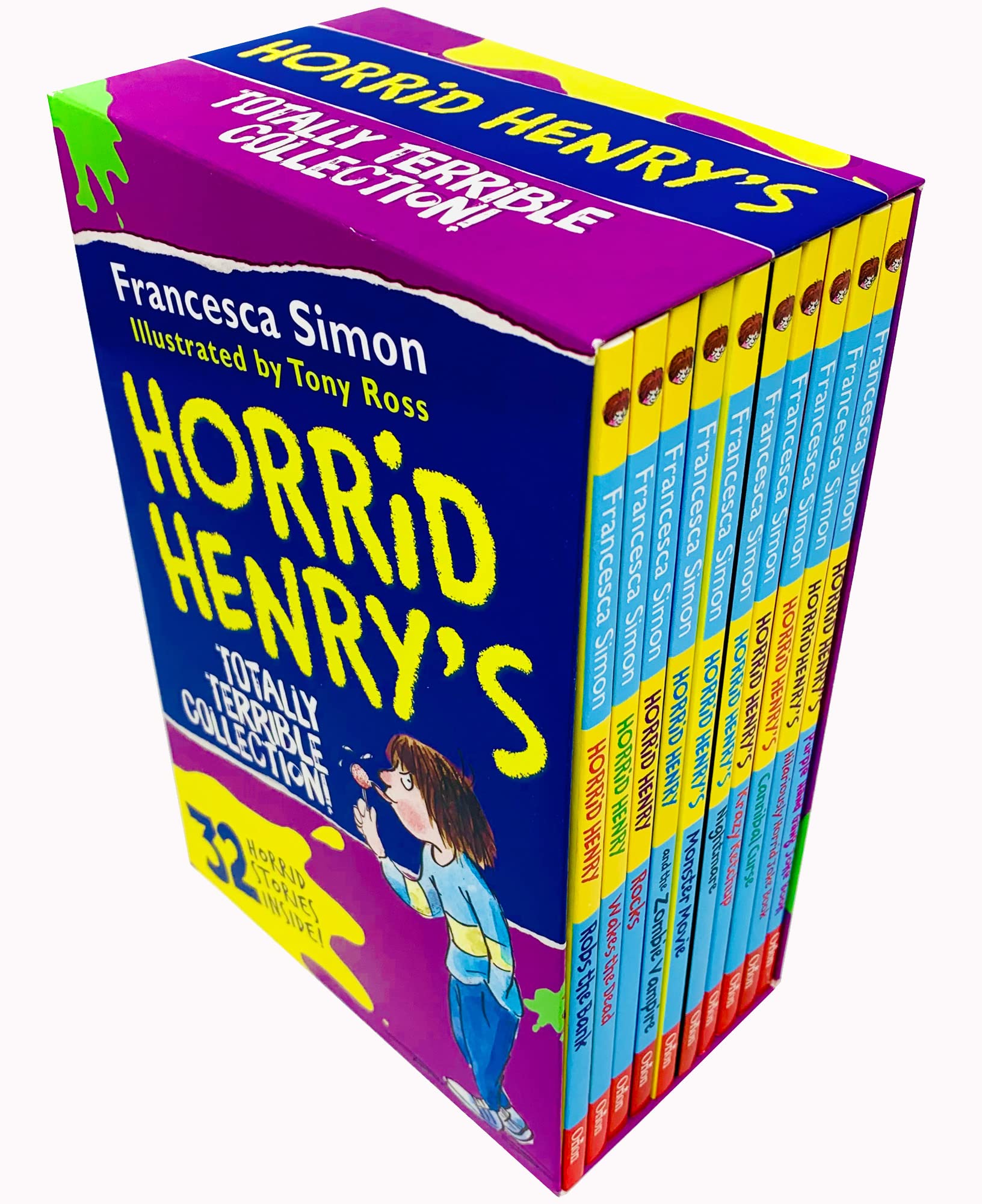 Horrid Henry Box Set - back cover and spines detail showing Tony Ross illustrations, paperback edition