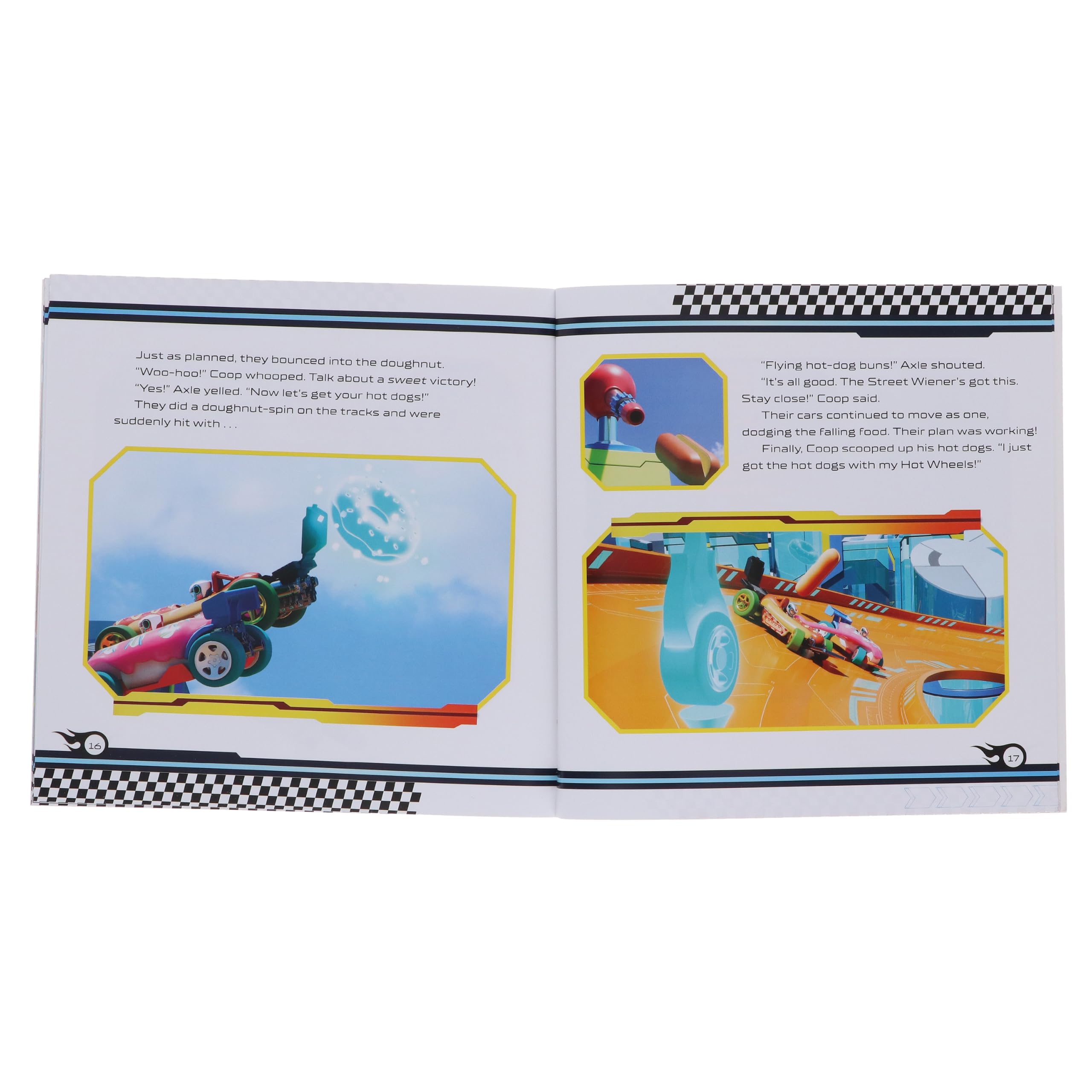 All six Hot Wheels Let's Race paperback picture storybooks fanned out showing Coop, Spark, Mac, Brights, Axle, and Sidecar artwork