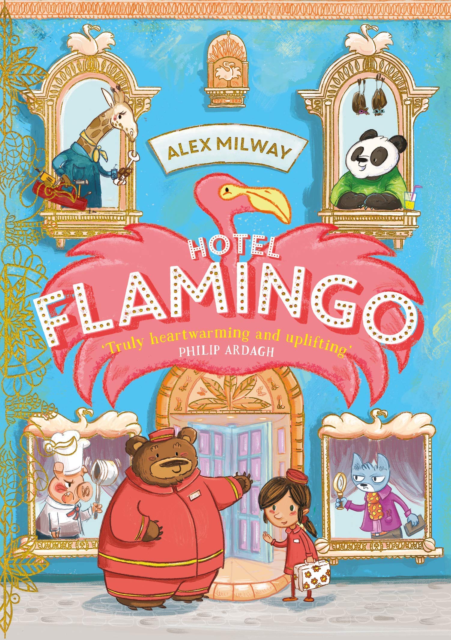 Back cover of the Hotel Flamingo 4-book paperback set showing series description and titles