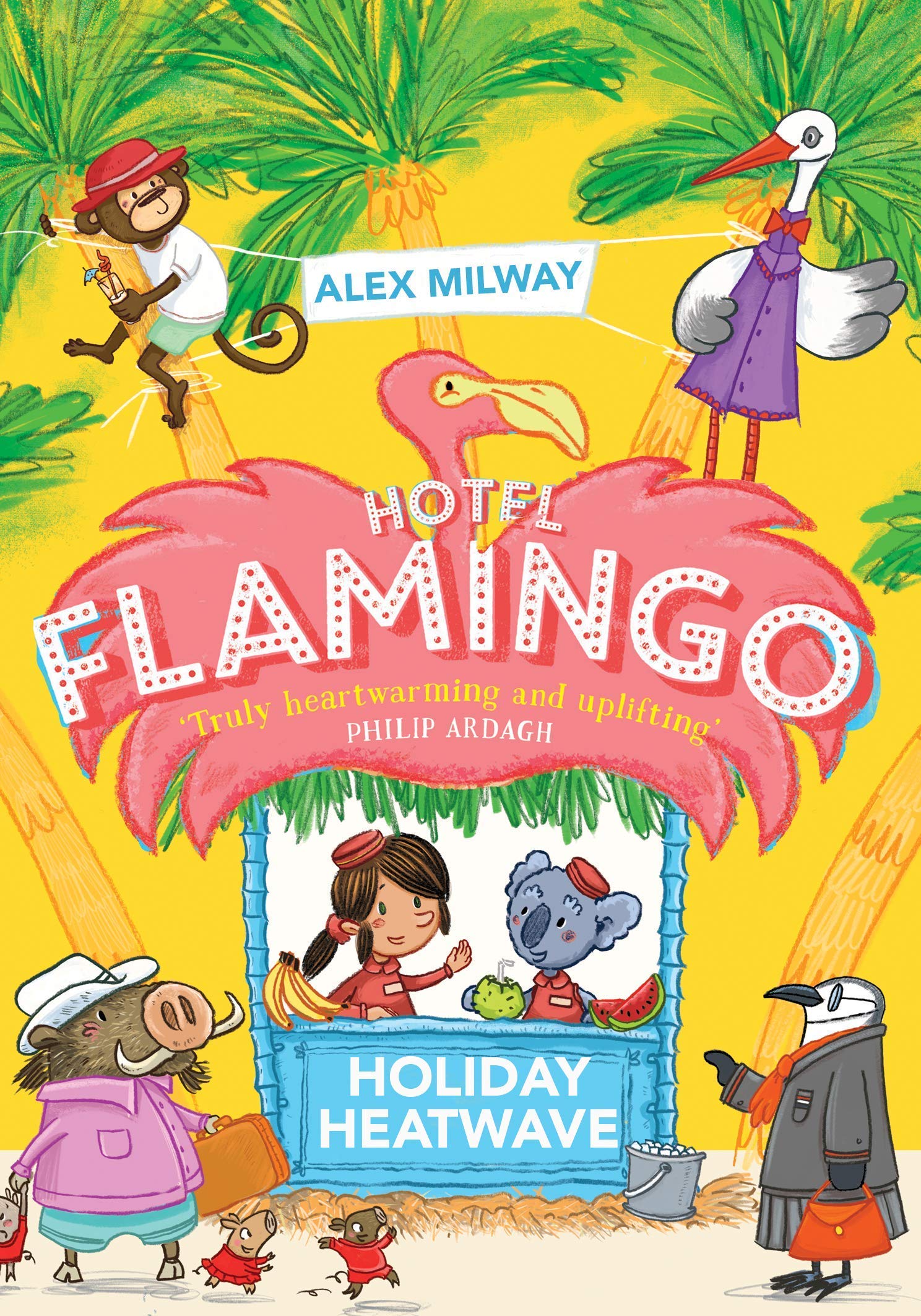Stacked view of the complete Hotel Flamingo 4-book collection set by Alex Milway for ages 7-12.