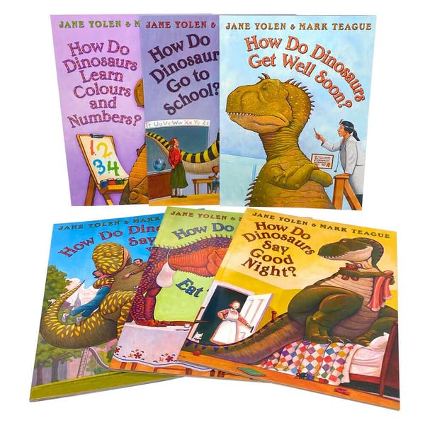 How Do Dinosaurs 6 Books Collection Set by Jane Yolen and Mark Teague - front cover of paperback boxed set, ages 3-7