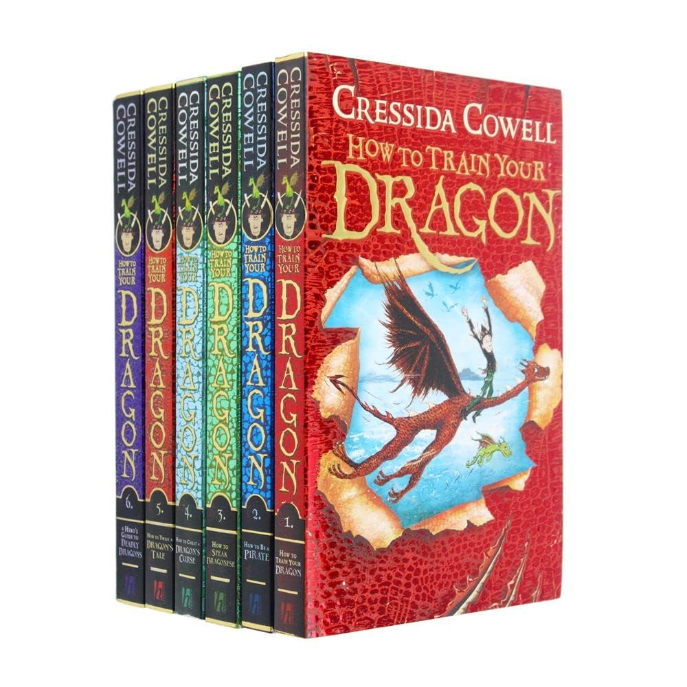 How to Train Your Dragon 6 Books Collection - full set of six paperback books fanned out showing individual covers 1 to 6
