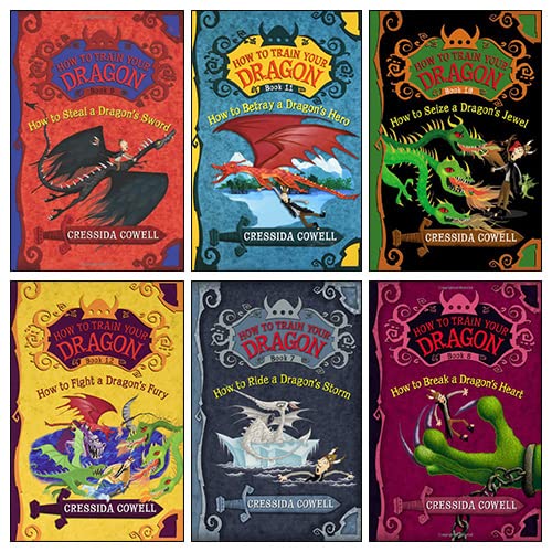 How to Train Your Dragon 6 Books Collection Set by Cressida Cowell, front cover artwork, Books 7-12, paperback, ages 9-14