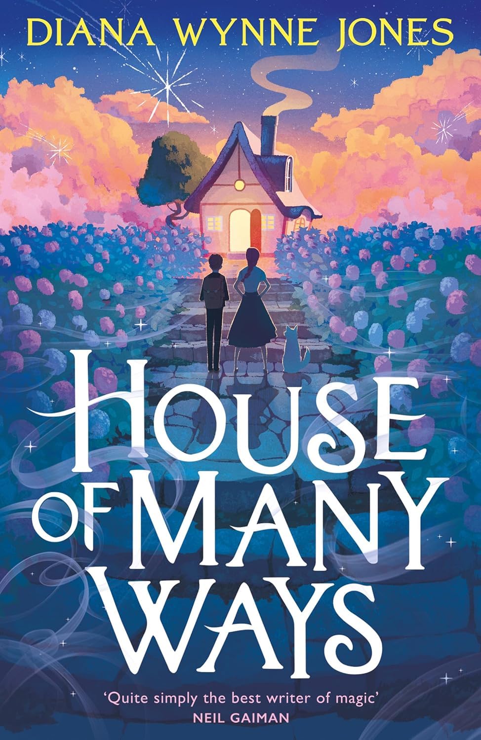 Angled view of the complete Howl's Moving Castle, Castle in the Air, and House of Many Ways paperback set by Diana Wynne Jones.