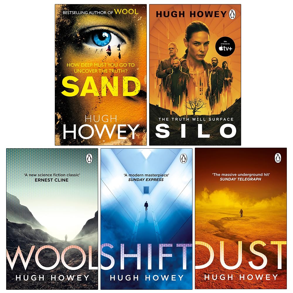 Hugh Howey Silo Series 5 books collection set paperback front covers, Sand Silo Wool Shift Dust
