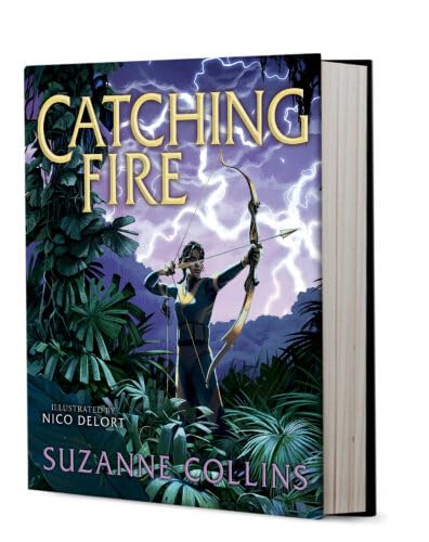 Catching Fire Illustrated Edition hardcover front cover, featuring Nico Delort scratchboard artwork