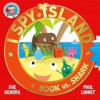 Back cover artwork and blurb for the I Spy Island paperback picture book series by Sue Hendra and Paul Linnet