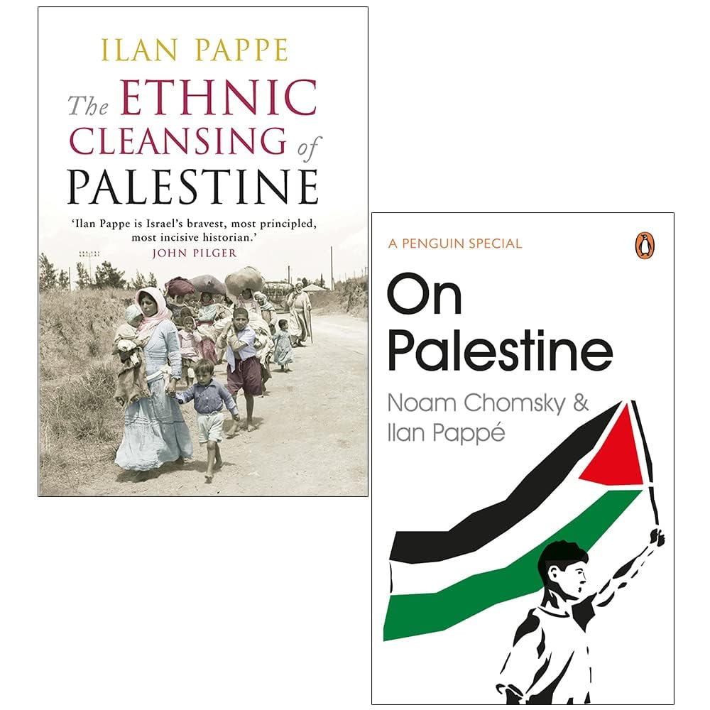Ilan Pappe and Noam Chomsky 2 Books Collection Set paperback - front covers of The Ethnic Cleansing of Palestine and On Palestine