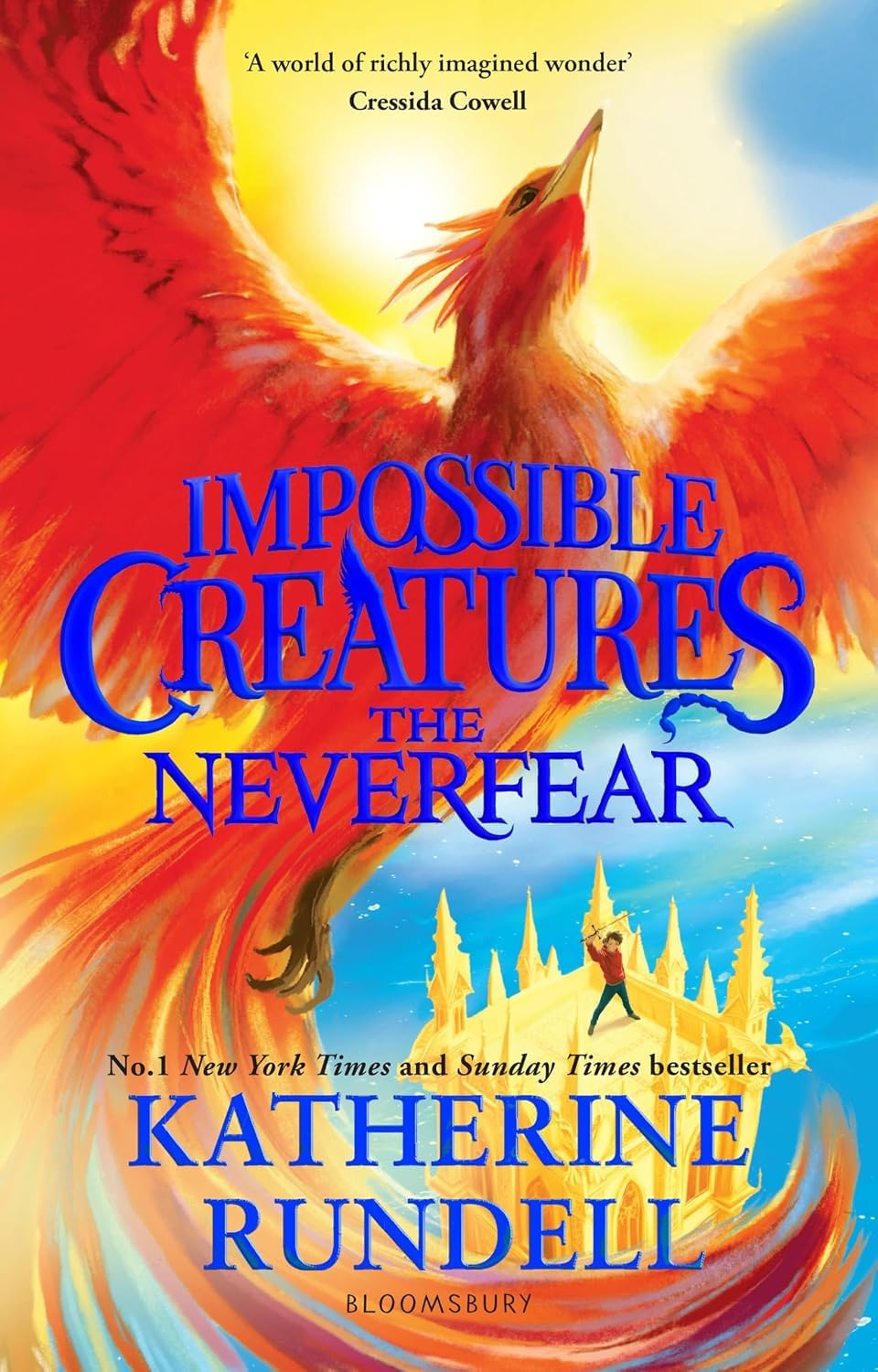 The Neverfear by Katherine Rundell paperback front cover, book 3 of the Impossible Creatures series