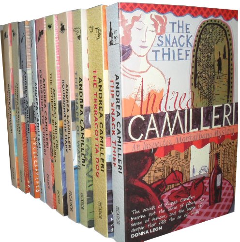 Complete set of 10 Inspector Montalbano Mysteries paperback books by Andrea Camilleri, Picador edition, shown together as Books 1-10 collection