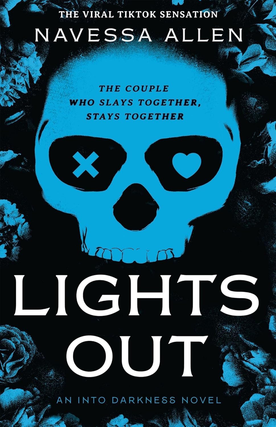 Close-up of the dark-themed covers for Lights Out and Caught Up by Navessa Allen, paperback dark romance novels.
