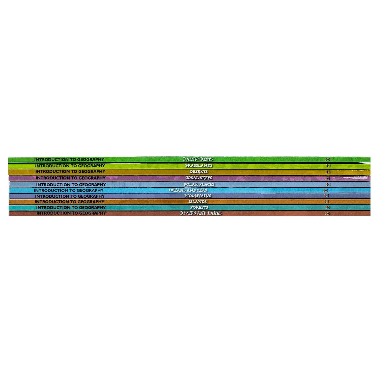 All 10 paperback books fanned out to show individual spines and cover art