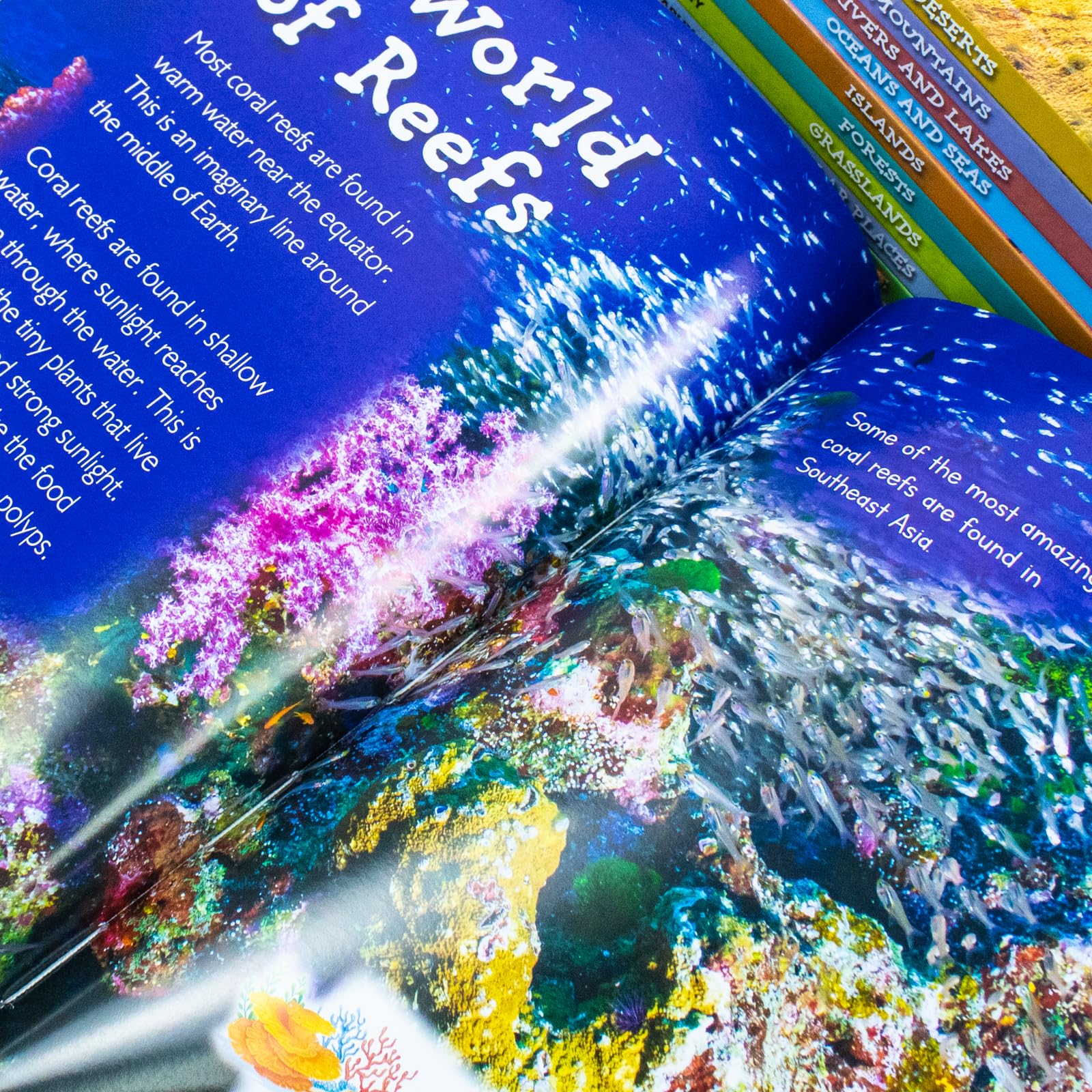 Introduction to Geography 10-book hardback collection set for kids displayed with educational non-fiction covers visible.