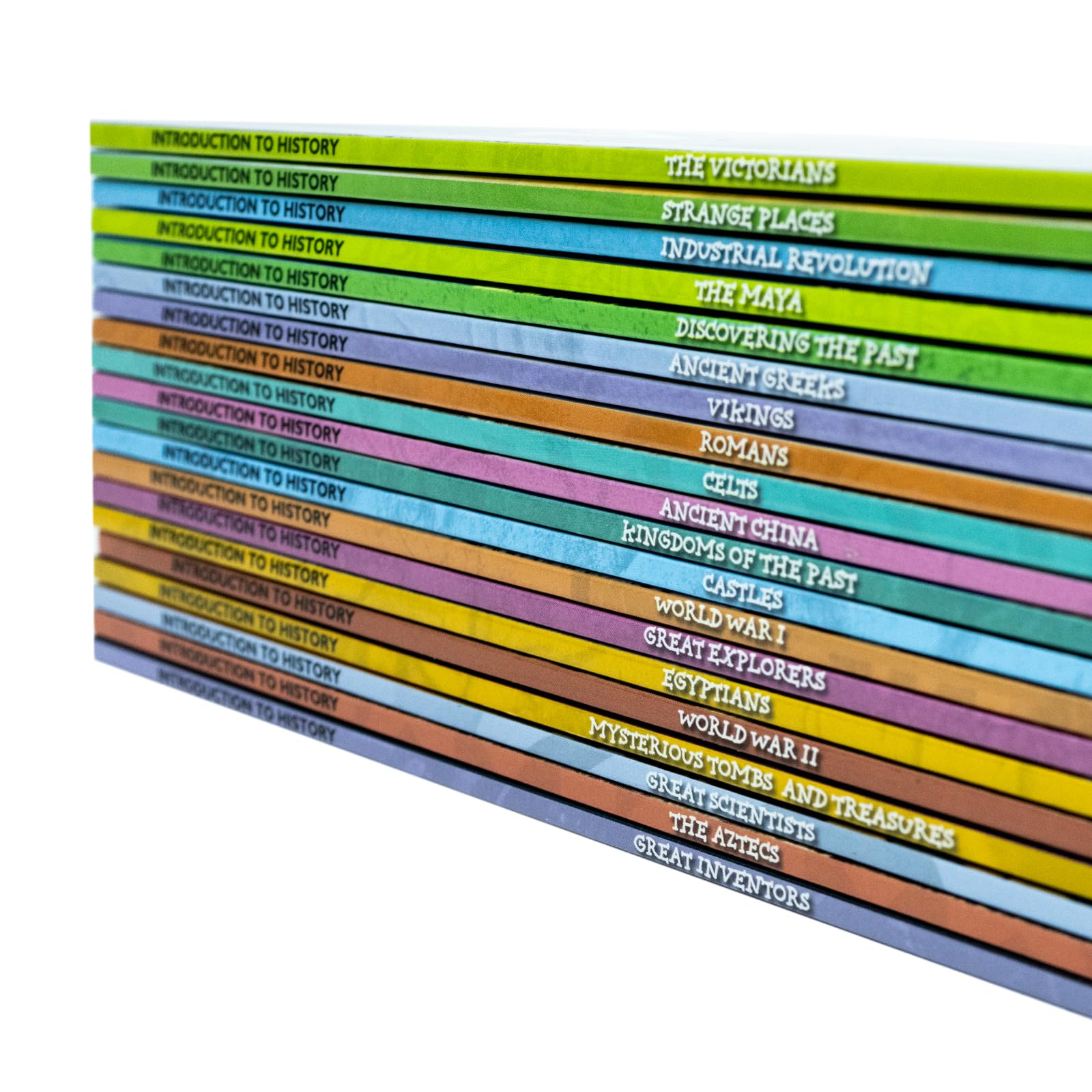 Stack of Introduction to History for Beginners paperback books showing spines and titles