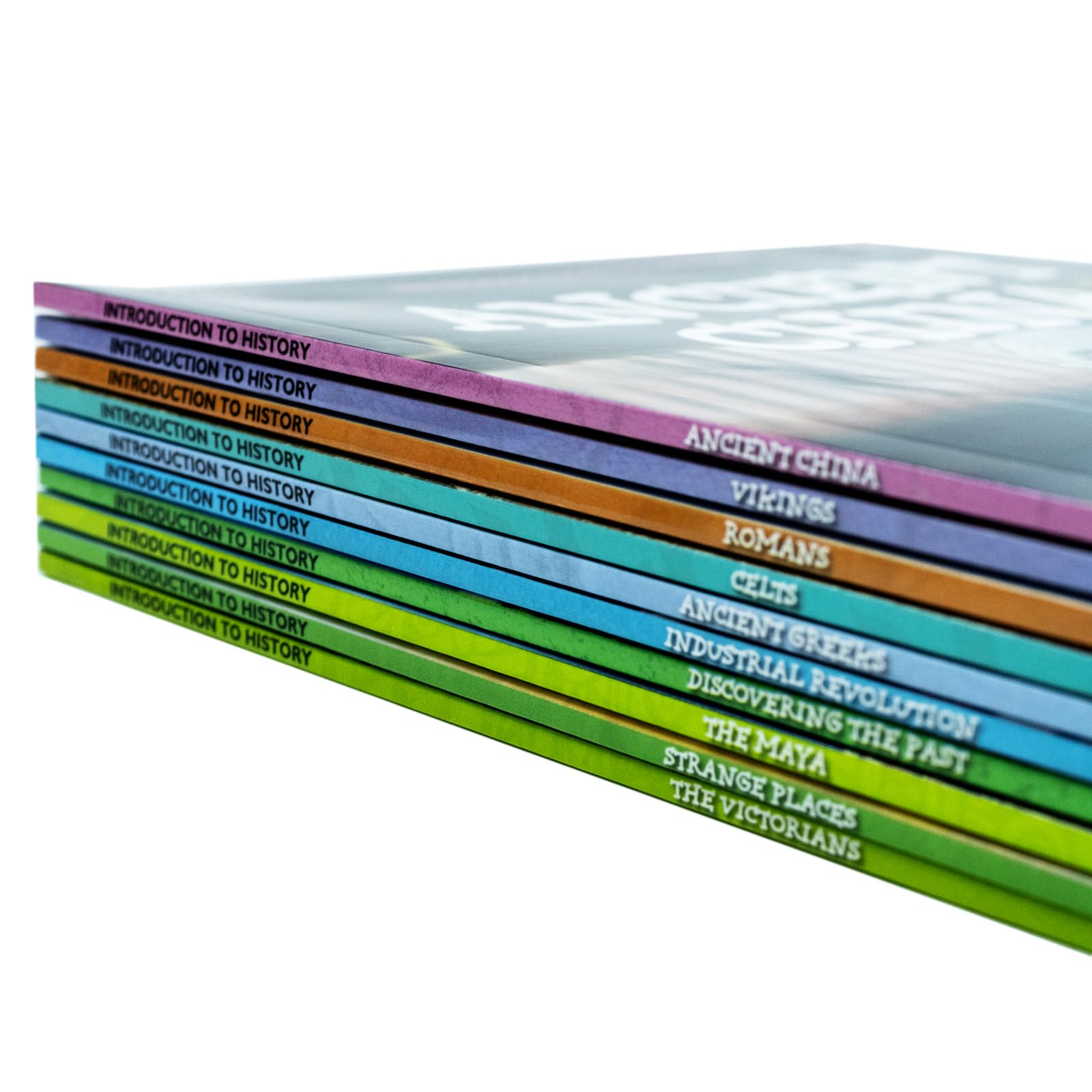 Introduction to History for Beginners (Series 1) by Jasmine Brooke, 10-book paperback set, another close-up angle of the paperback covers
