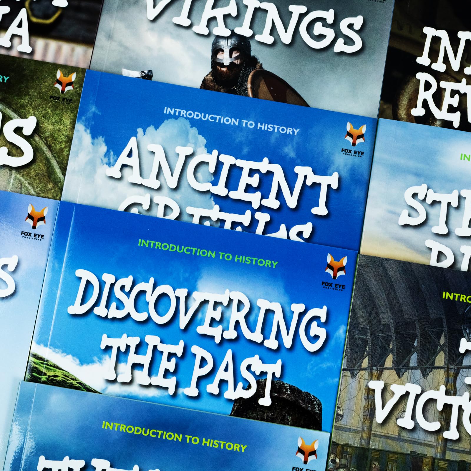 Introduction to History for Beginners (Series 1) by Jasmine Brooke, 10-book paperback set, books displayed upright on a shelf