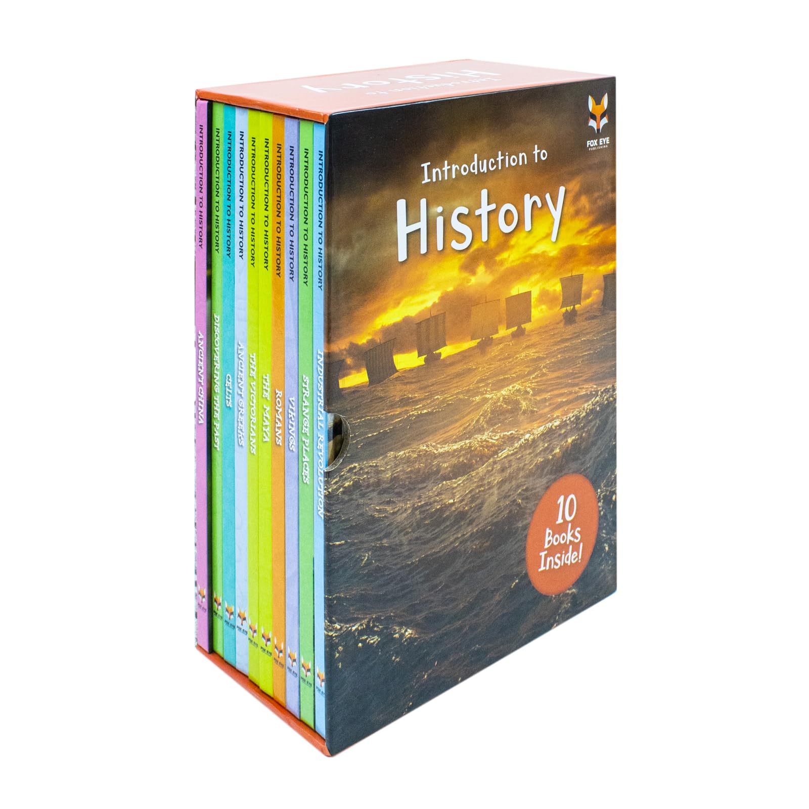 Front cover of the Introduction to History for Beginners Series 1 hardback 10-book set by Jasmine Brooke, ages 7-11.