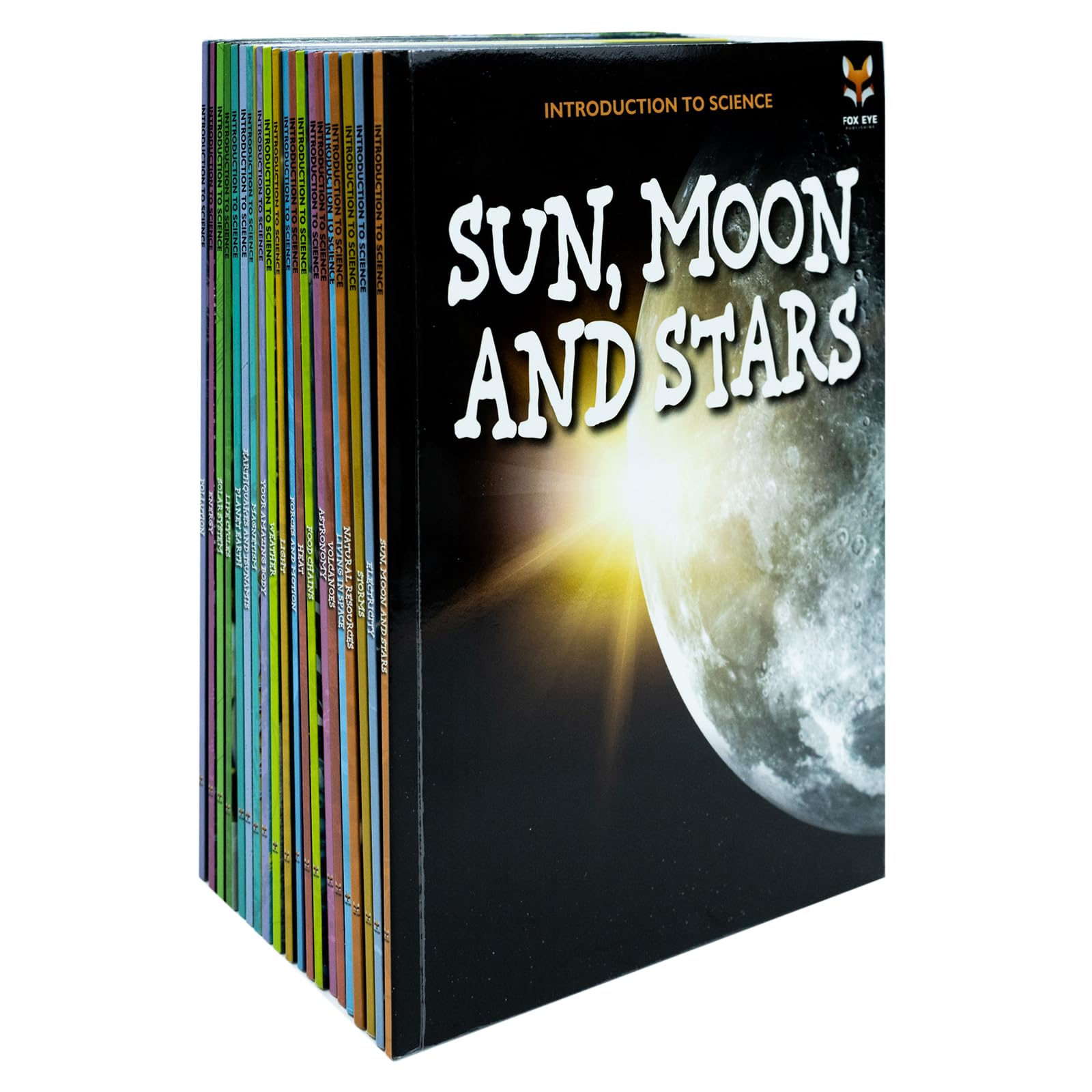 Full 20-book Introduction to Science for Beginners paperback set fanned out showing individual titles like Volcanoes, Storms, and Solar System