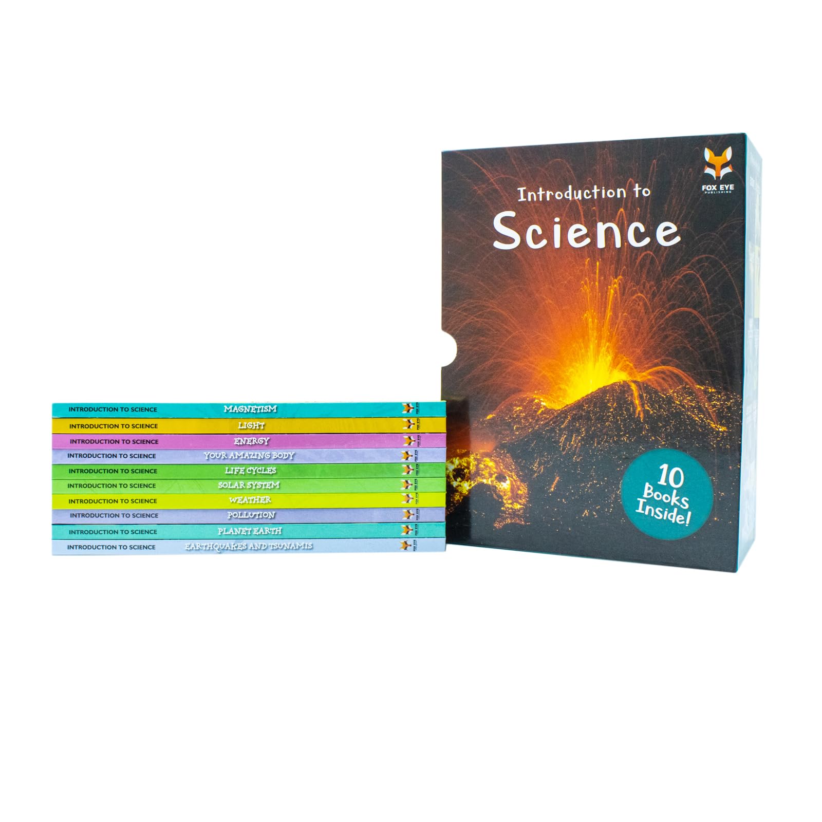 Introduction to Science Series 2 book set by Jasmine Brooke displayed to show back cover blurbs and hardback binding.