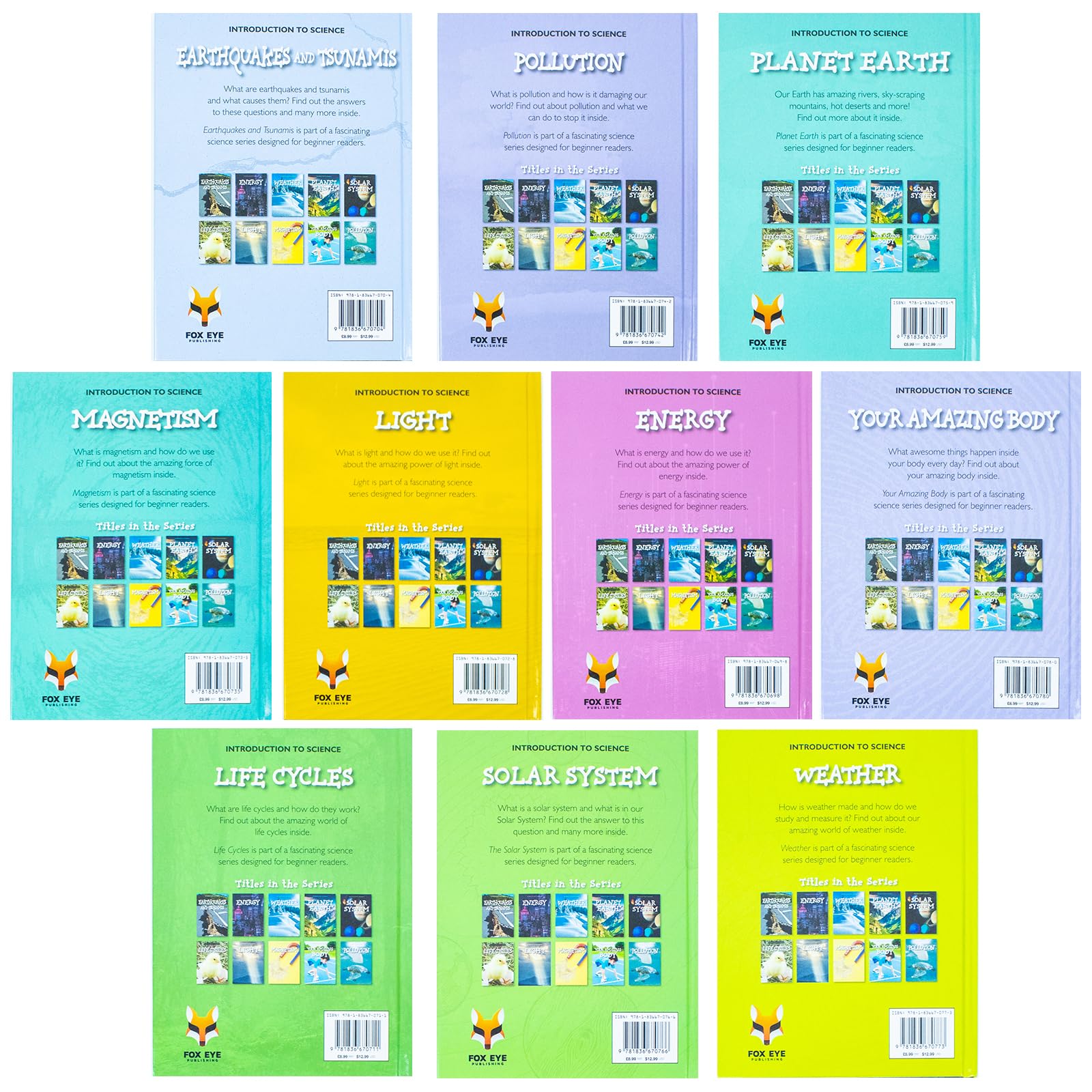 Introduction to Science Series 2 books fanned out to display individual covers including Solar System, Magnetism, and Light.