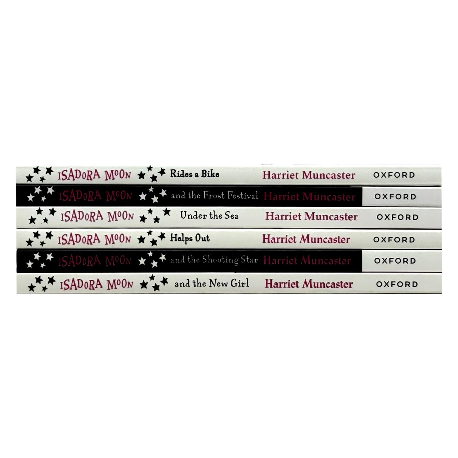 Isadora Moon paperback set showing all six book spines lined up together