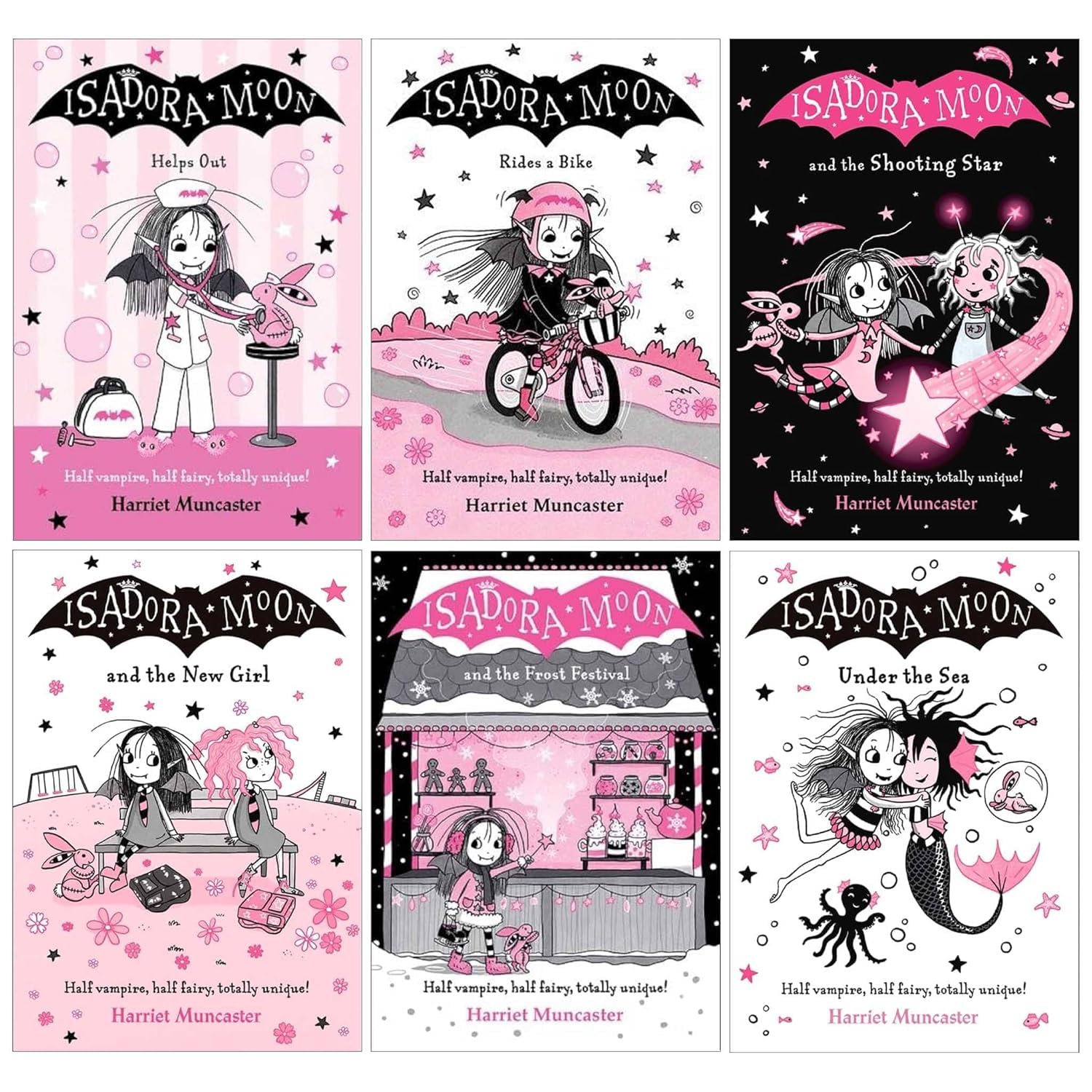 Back cover blurb of an Isadora Moon paperback book from the 6-book collection set