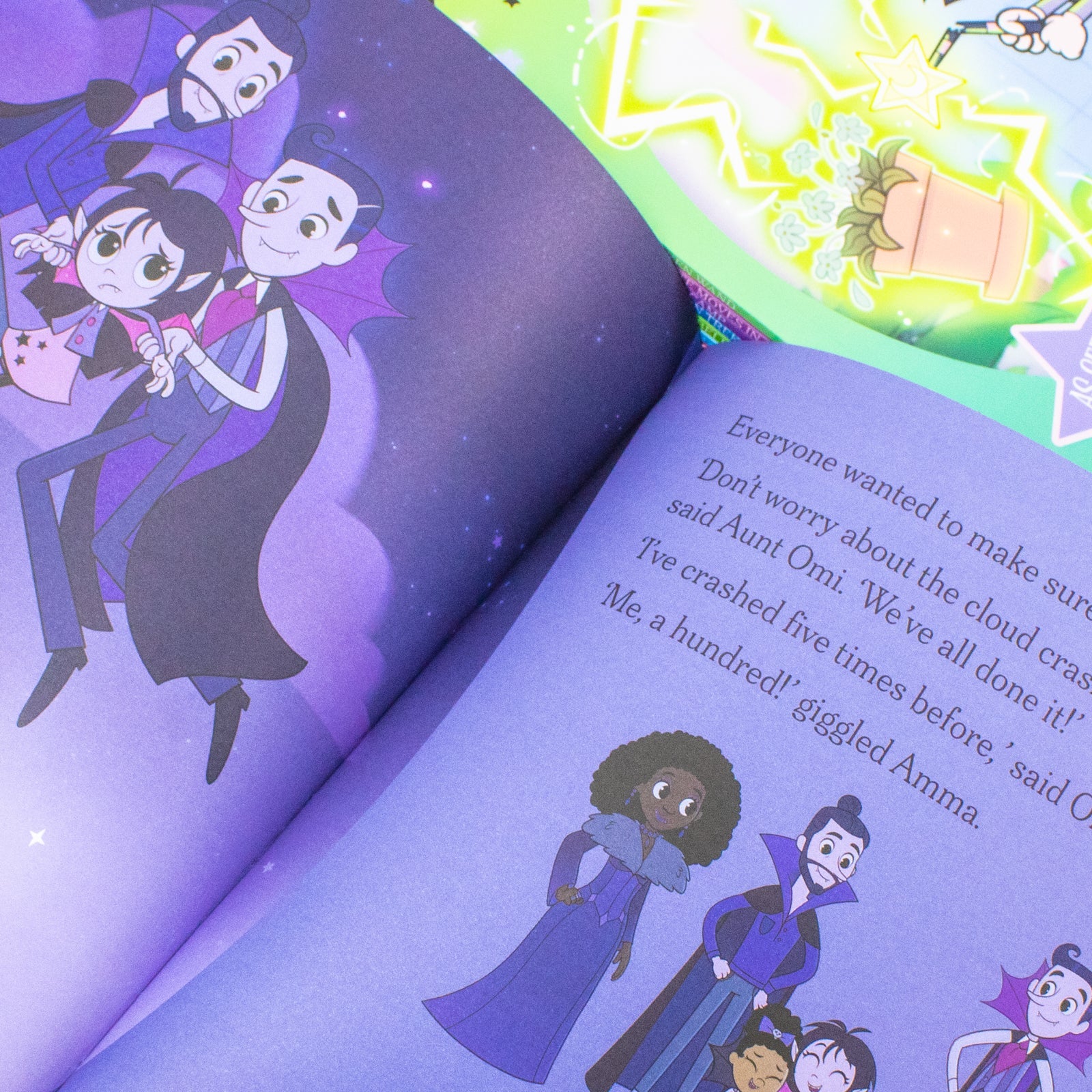 Inside page illustration spread from an Isadora Moon paperback chapter book