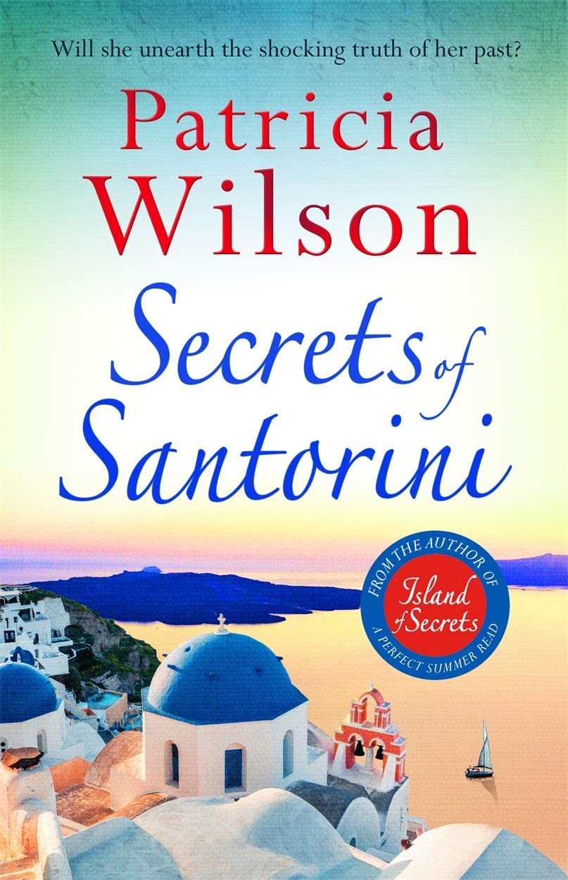 Secrets of Santorini by Patricia Wilson paperback front cover, Santorini-set historical fiction