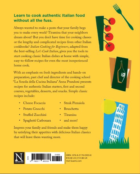 Italian Cooking for Beginners by Anna Prandoni - back cover with book description