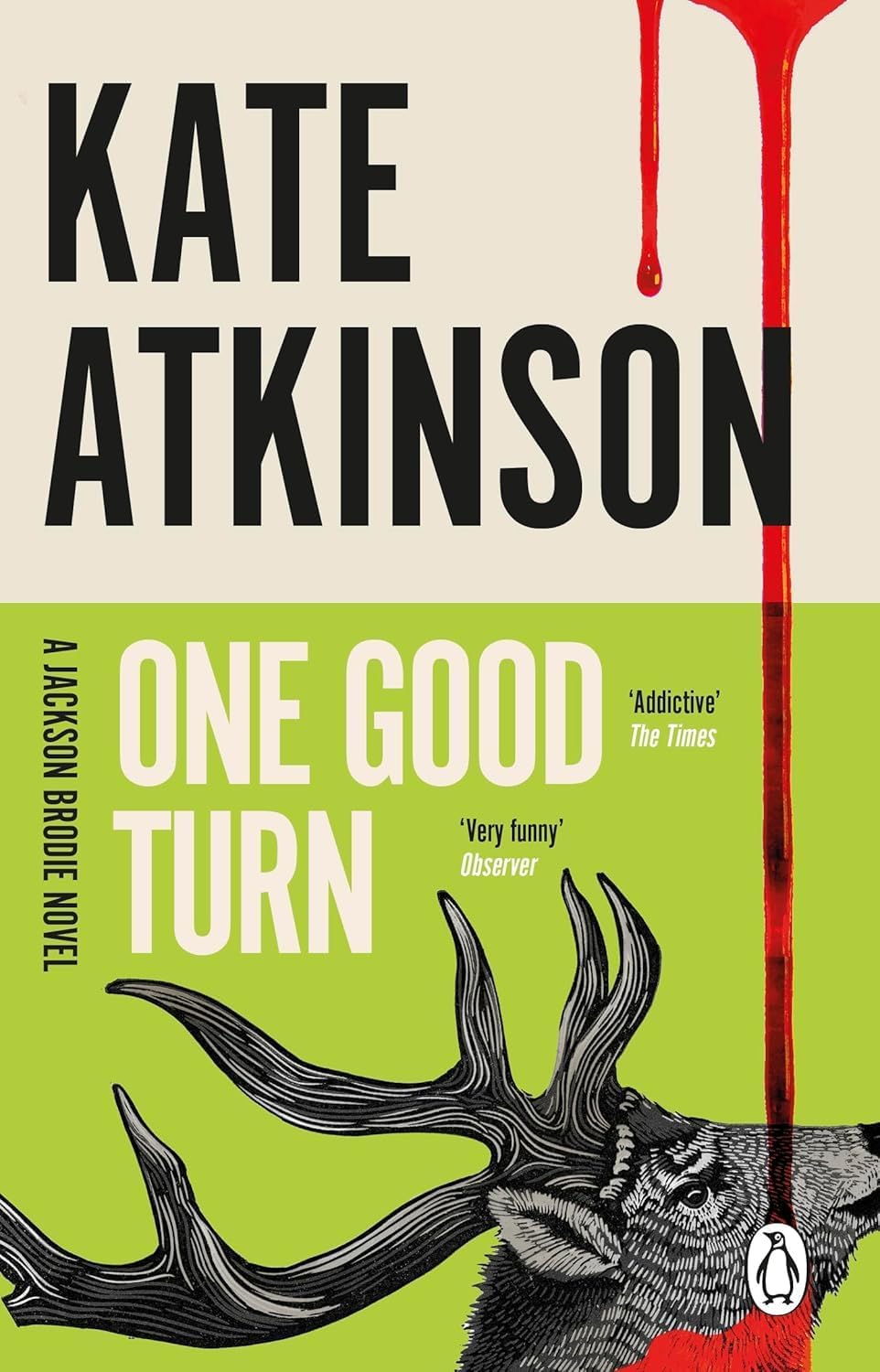 All six Jackson Brodie paperback novels by Kate Atkinson fanned out showing individual covers