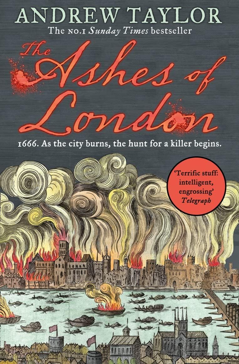 The Ashes of London and The Fire Court paperback covers from the Andrew Taylor Marwood & Lovett series