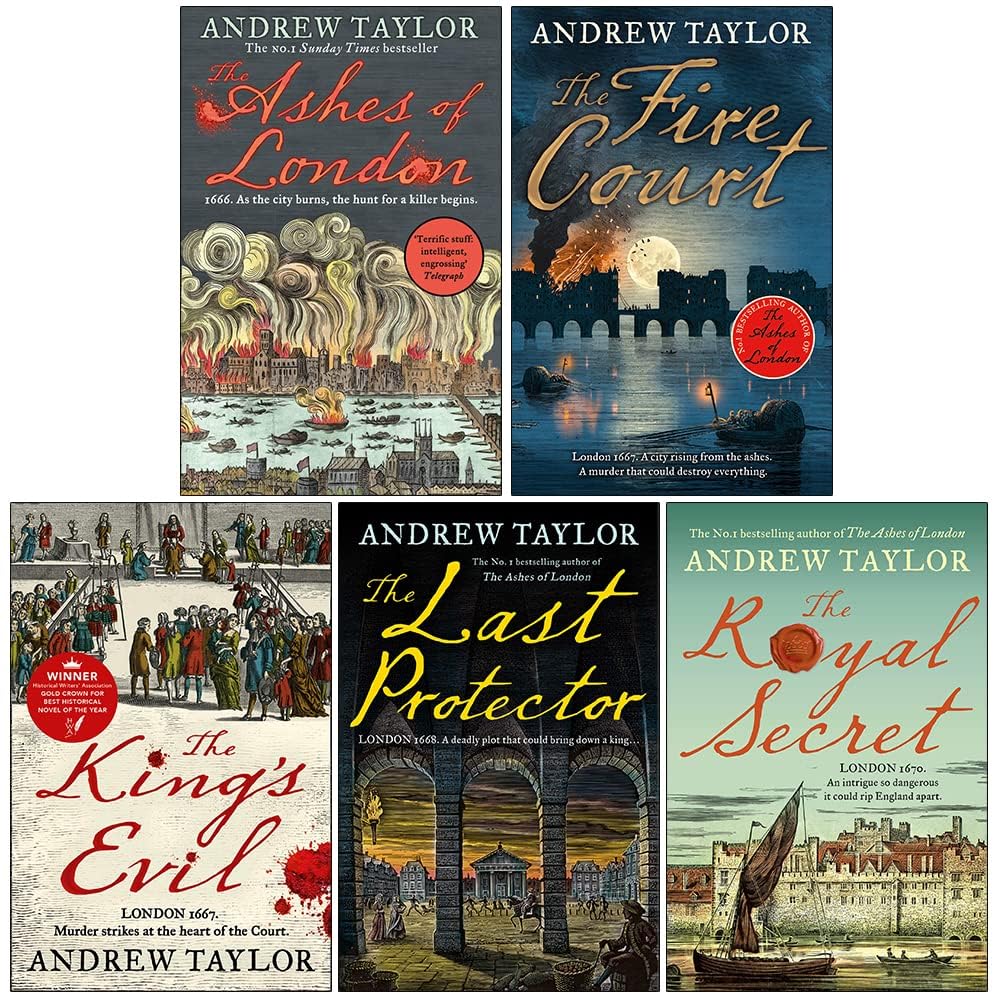 James Marwood & Cat Lovett 5 book paperback collection set by Andrew Taylor, front cover of full set