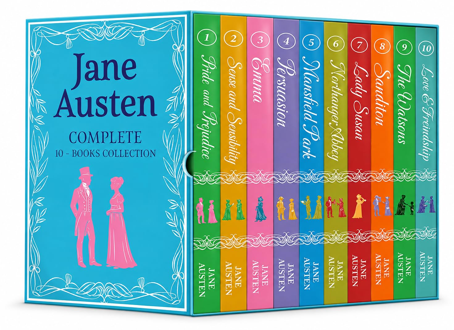 Jane Austen 10 Books Collection Set paperback - front cover of the box set showing all ten Jane Austen titles