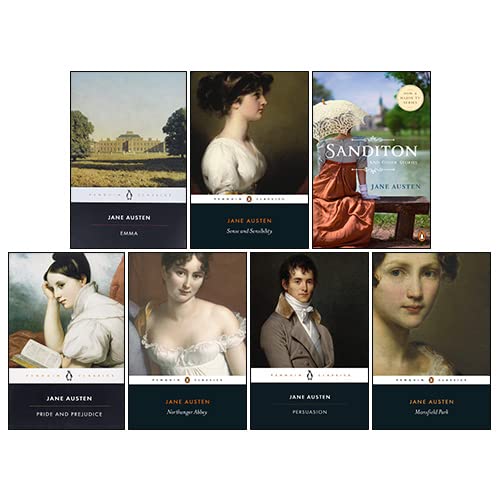 Jane Austen 7 Books Collection Set paperback front cover featuring Pride and Prejudice, Emma, and more