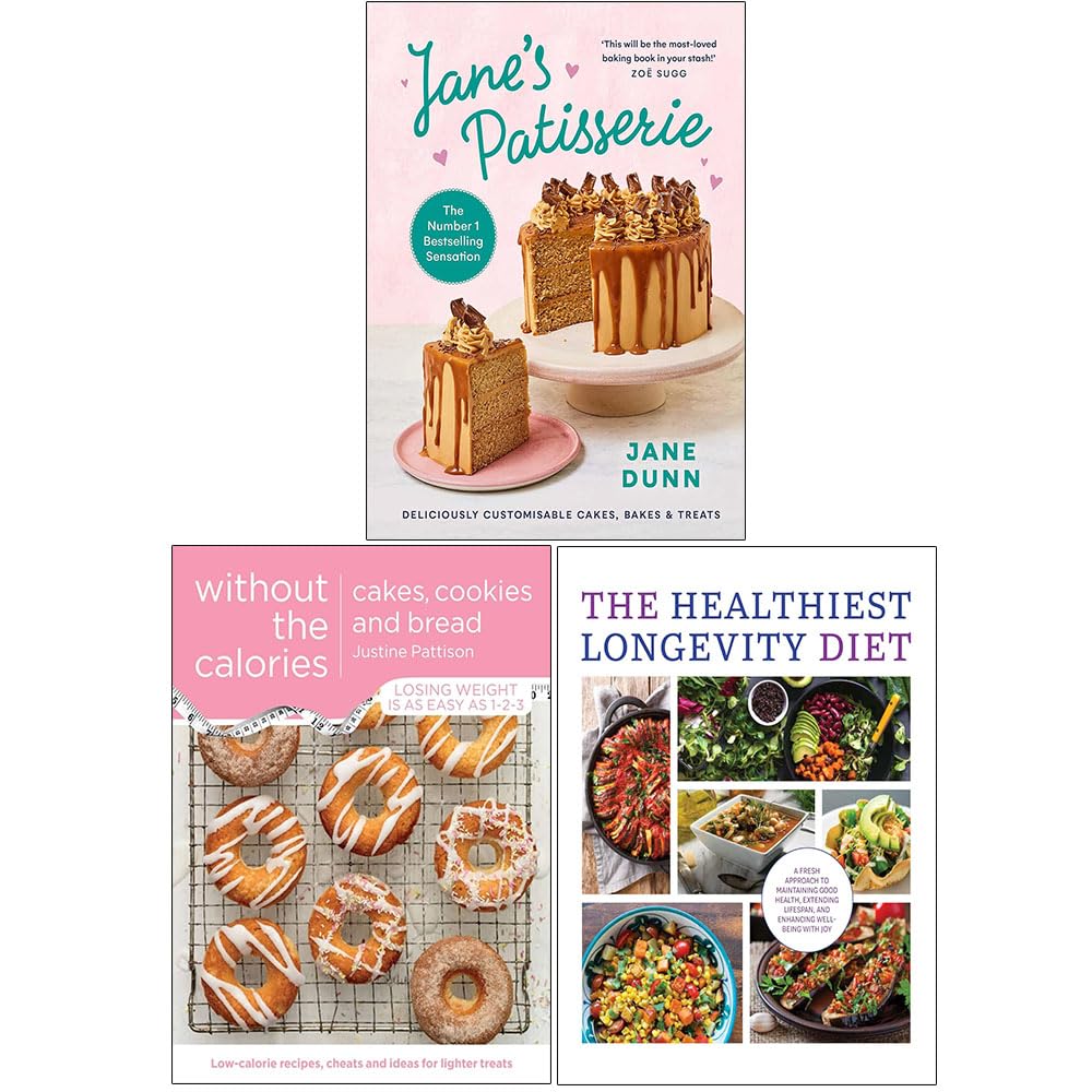 Jane's Patisserie, Cakes, Cookies & The Healthiest Longevity Diet 3 book paperback set front cover