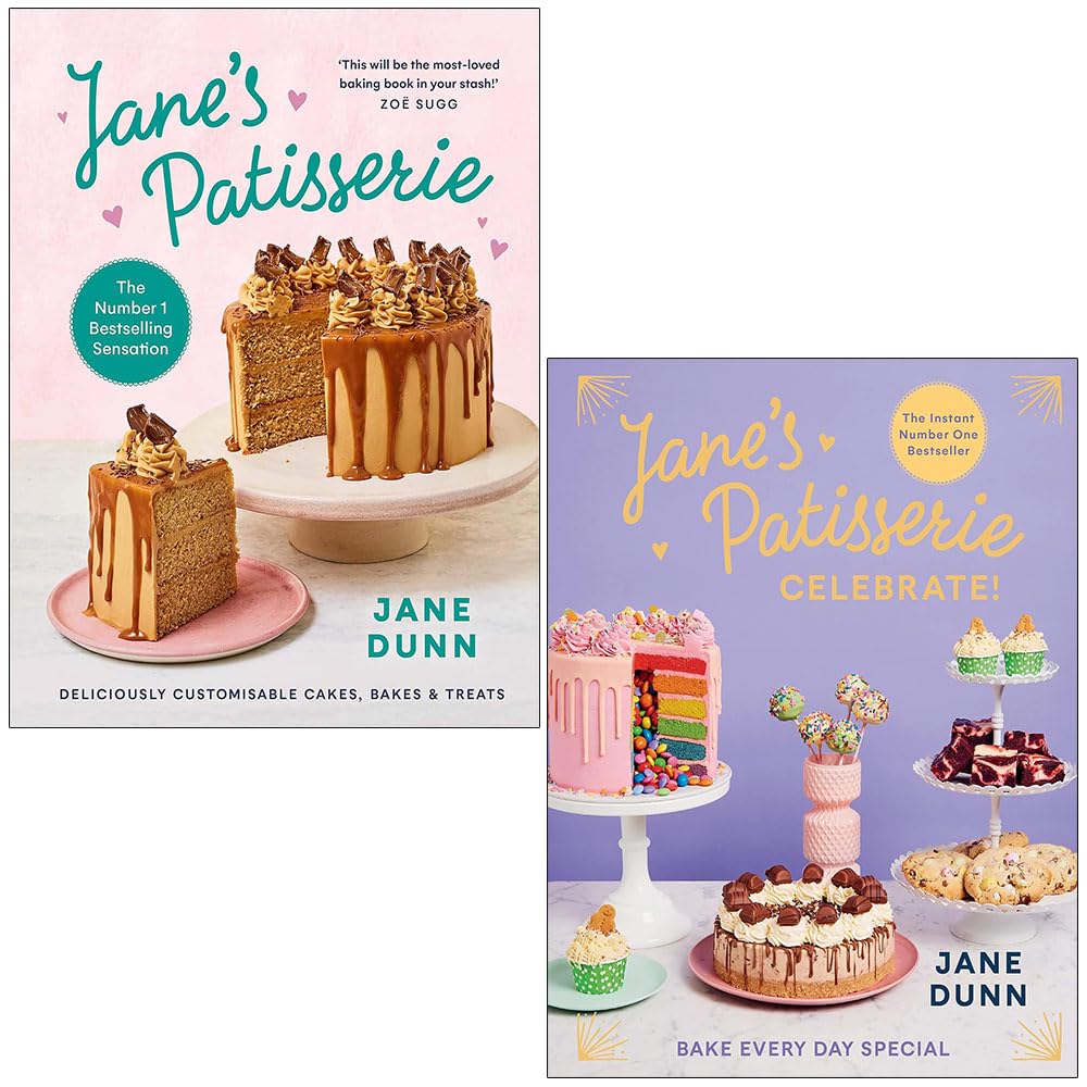 Front cover of Jane's Patisserie by Jane Dunn, hardback baking cookbook with cake photography