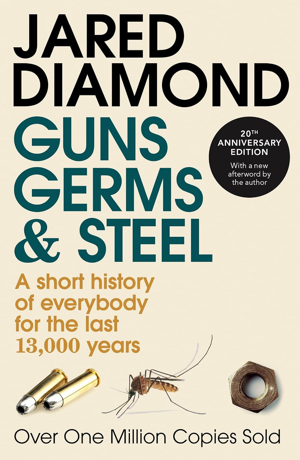 Back cover and blurb of Jared Diamond's Guns, Germs, and Steel paperback edition