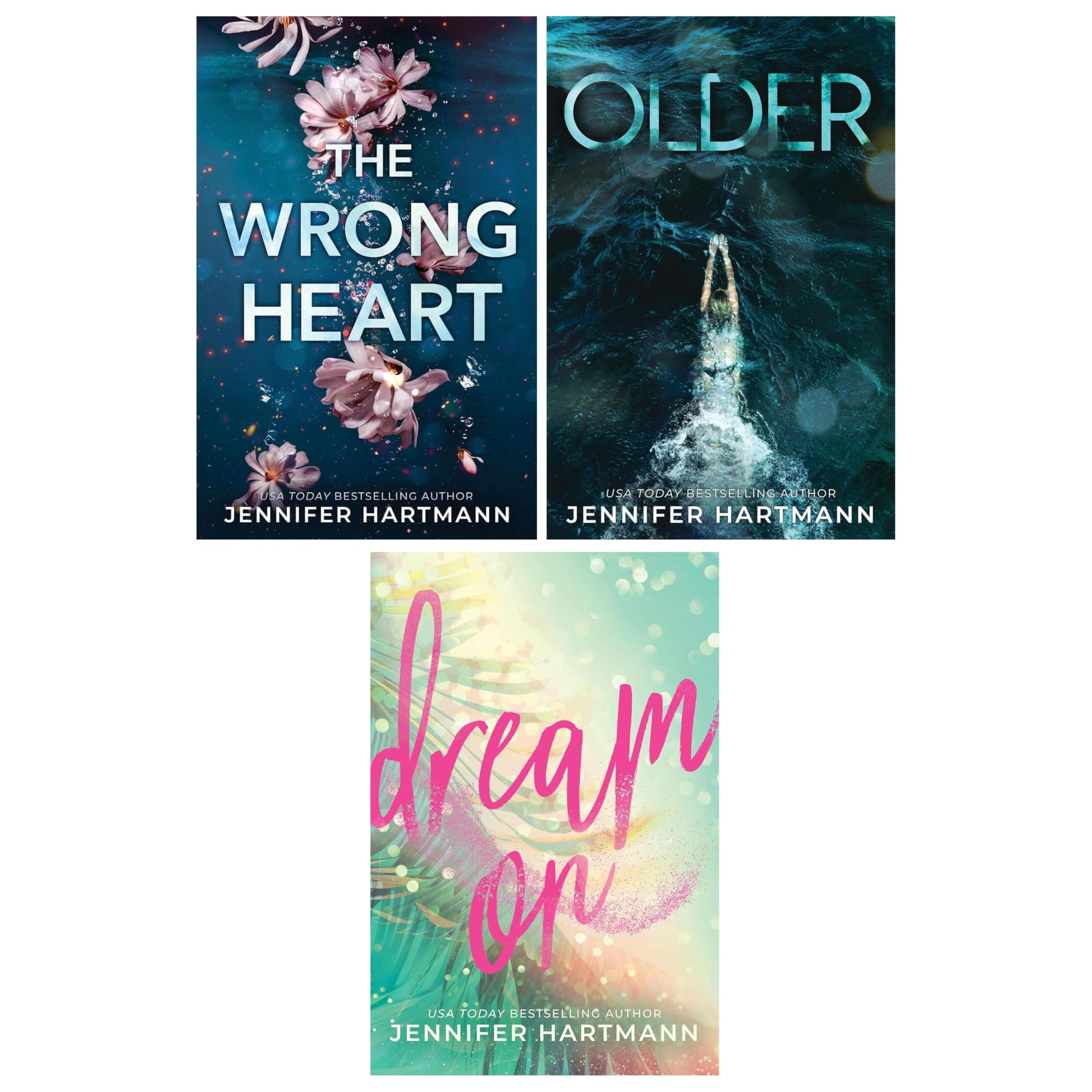 Jennifer Hartmann 3 Books Collection Set paperback cover featuring The Wrong Heart, Older, and Dream On