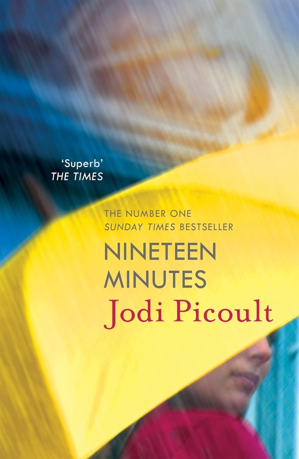 angled view of the five-book Jodi Picoult paperback set on a shelf