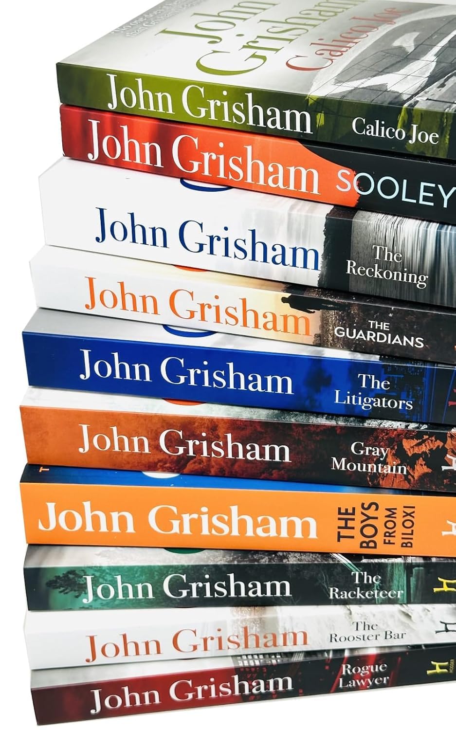 Stacked view of the John Grisham 10 book paperback collection highlighting Hodder Paperbacks UK edition covers