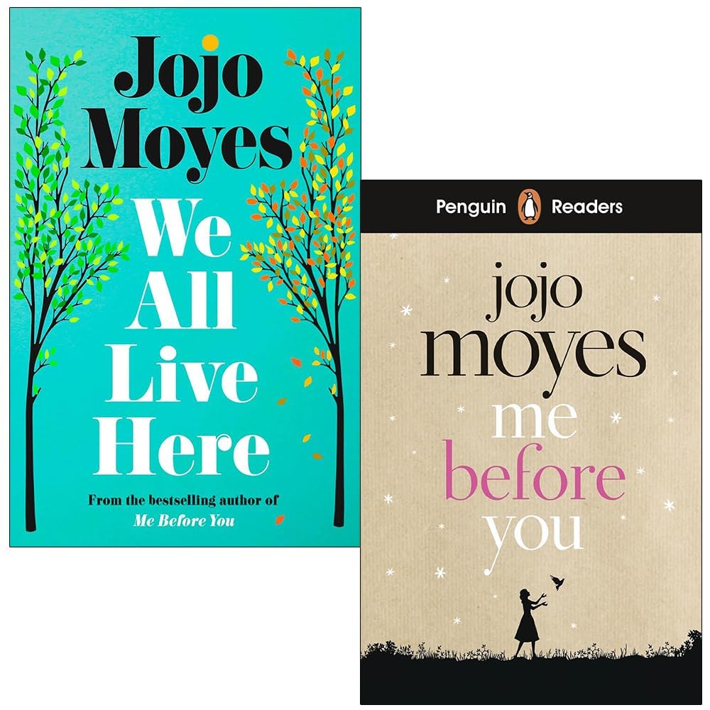 Jojo Moyes 2 Books Collection Set front cover showing We All Live Here and Me Before You