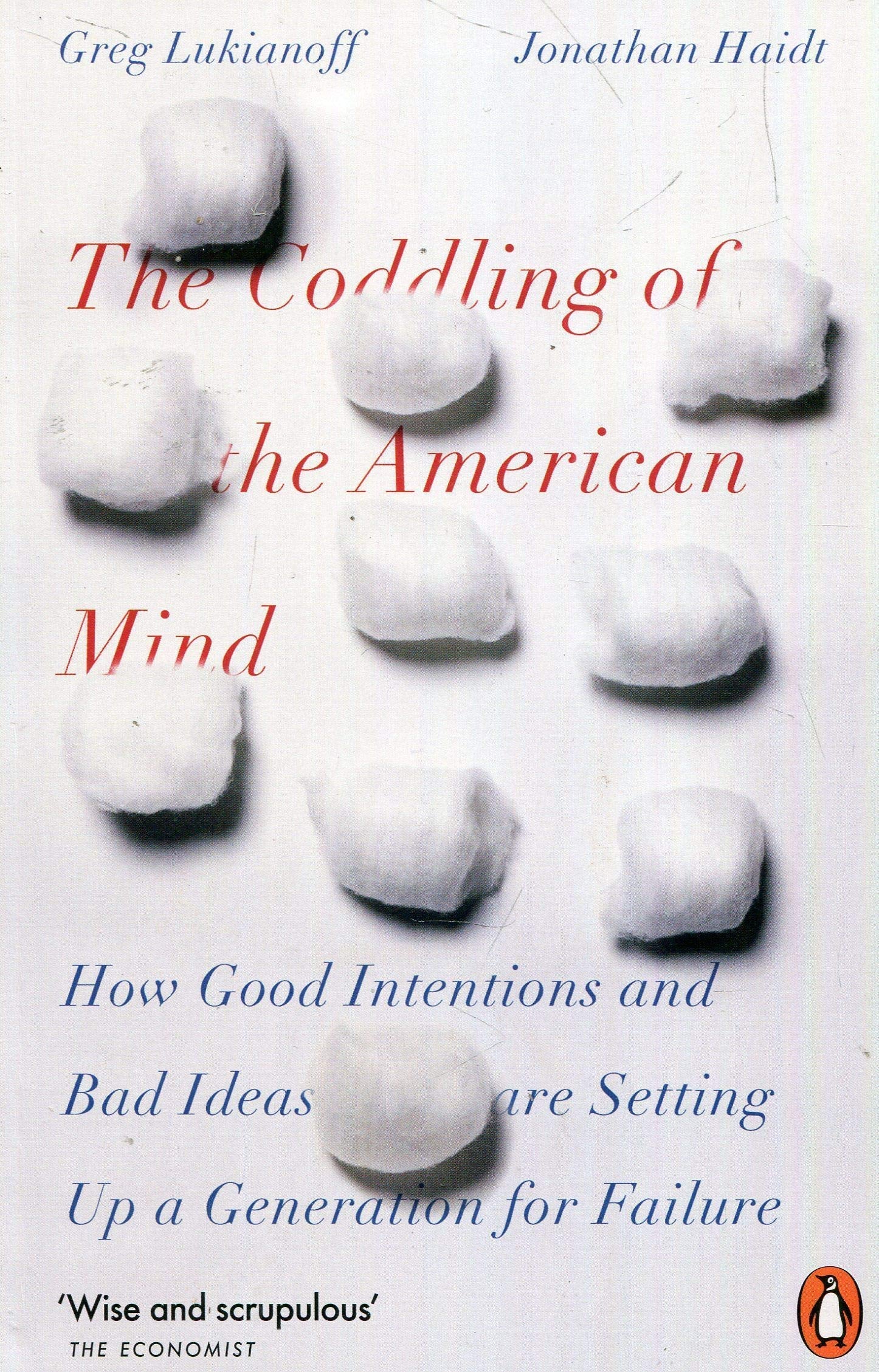 Front cover detail of The Coddling of the American Mind paperback by Jonathan Haidt and Greg Lukianoff.