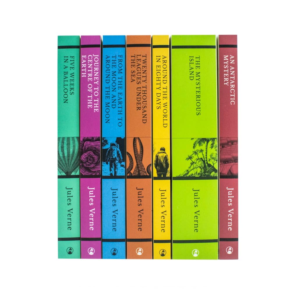Close-up of Twenty Thousand Leagues Under the Sea and Journey to the Center of the Earth paperback covers