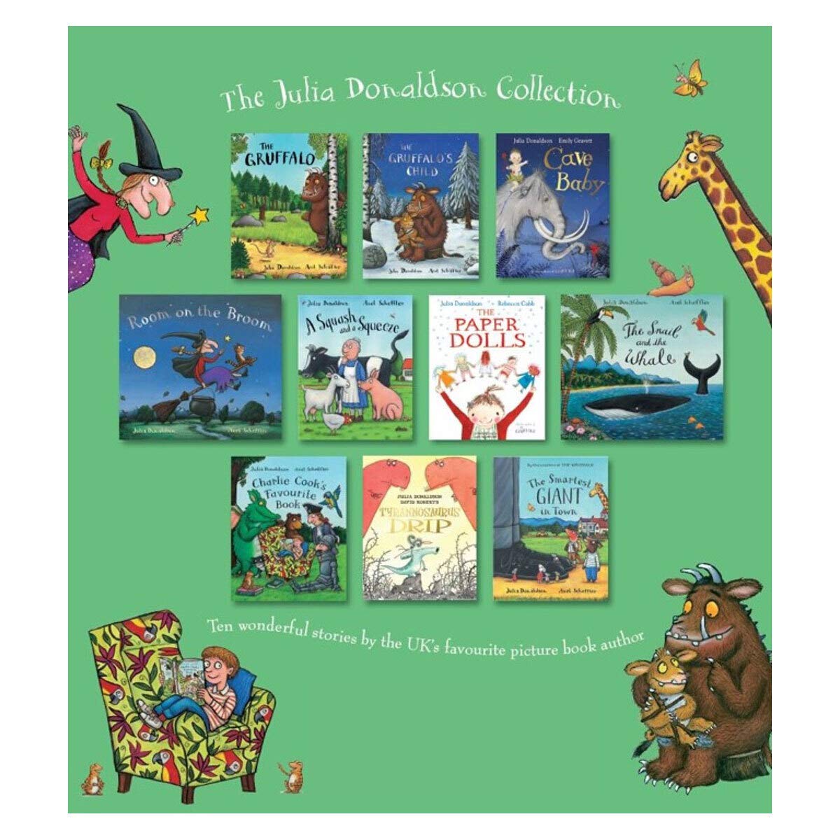 Inside page spread from The Gruffalo showing Axel Scheffler's illustrations and rhyming text