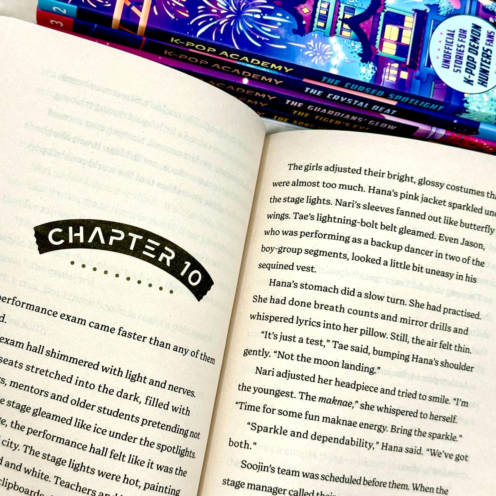 K-Pop Academy 6 Book Collection Set by Mina Finch - back cover blurb and spine view of the paperback set